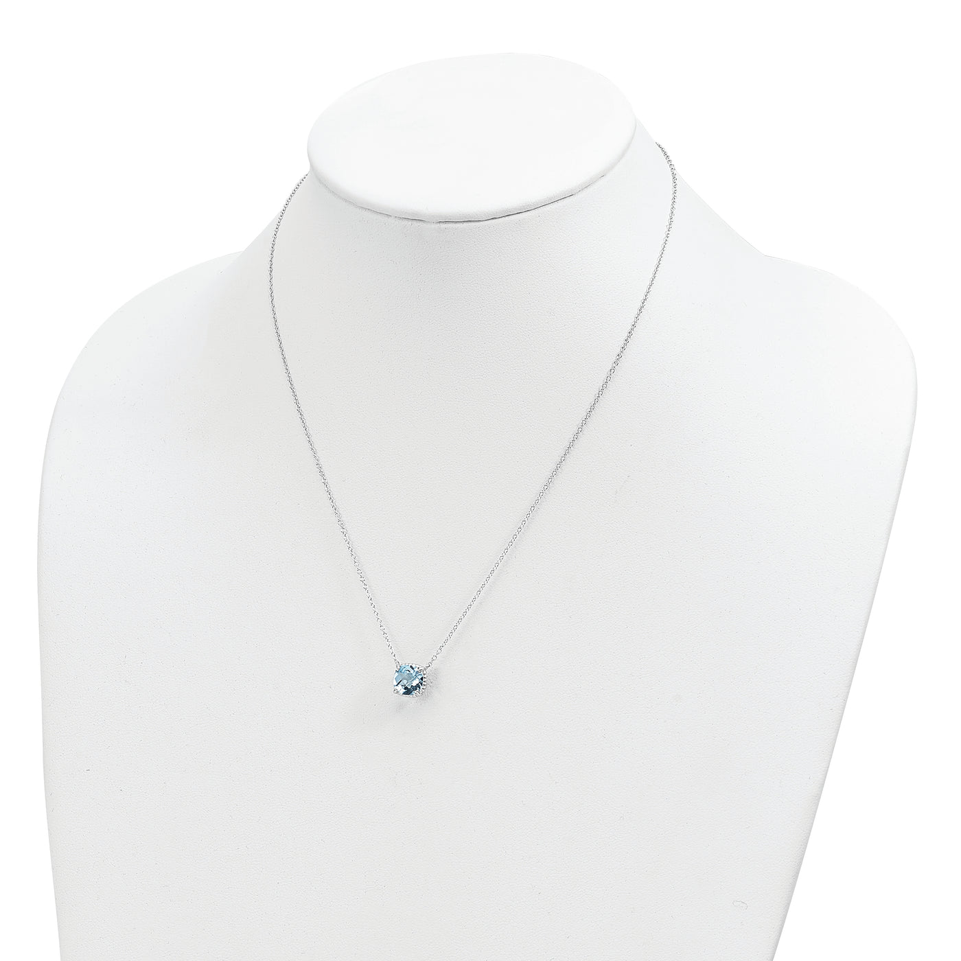 Sterling Silver Rhodium-plated Square Blue Topaz w/2 in ext. Necklace