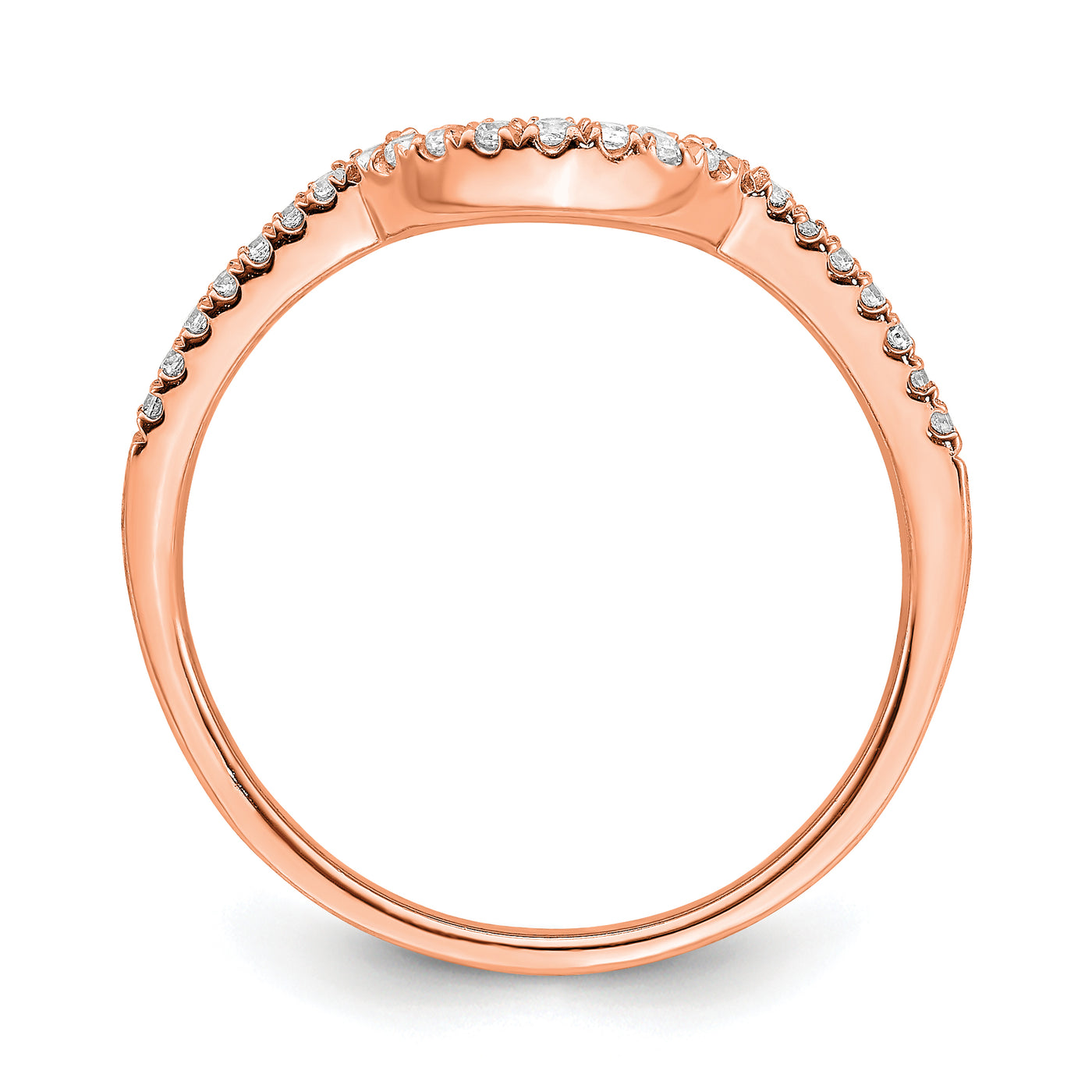14k Rose Gold Diamond Contoured Wedding Band
