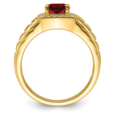 10ky Created Ruby & Lab Grown VS/SI FGH Dia Men's Ring