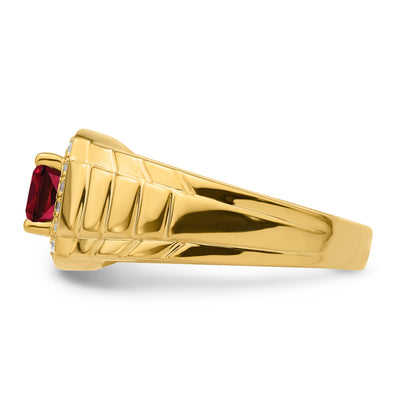 10ky Created Ruby & Lab Grown VS/SI FGH Dia Men's Ring