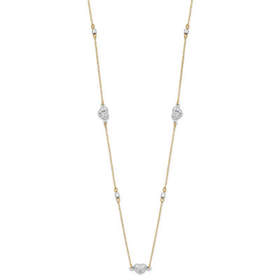 14K Two Tone Polished D/C Hearts Necklace
