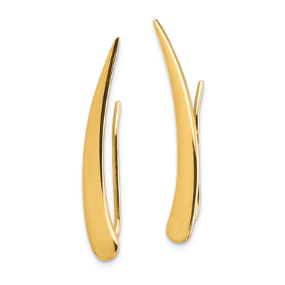 14k Gold Polished Pointed Ear Climber Earrings