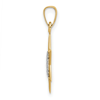 14k Two-tone Polished Solid Star and Torah Pendant