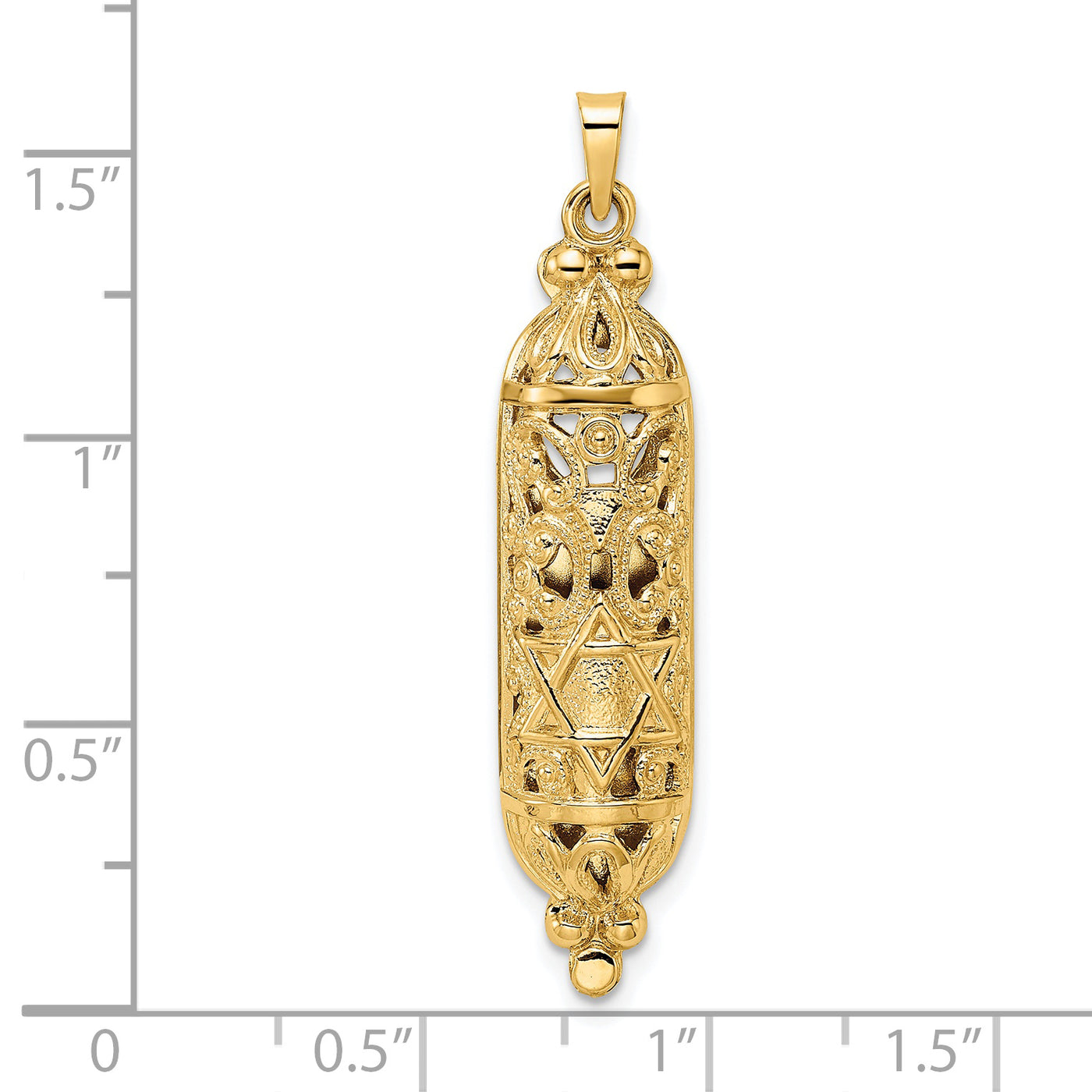 14k Polished and Textured Solid Mezuzah Pendant