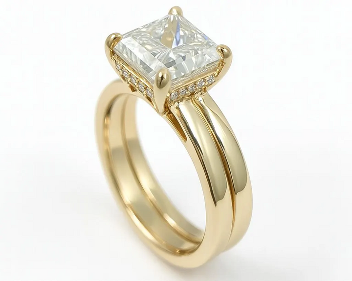 2.5 Ct. Diamond 10 Kt Gold (Yellow). Princess Cut Ring. (Women). Size 7