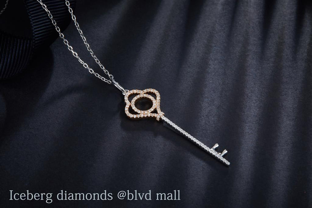 Tricolor gold diamond key pendant