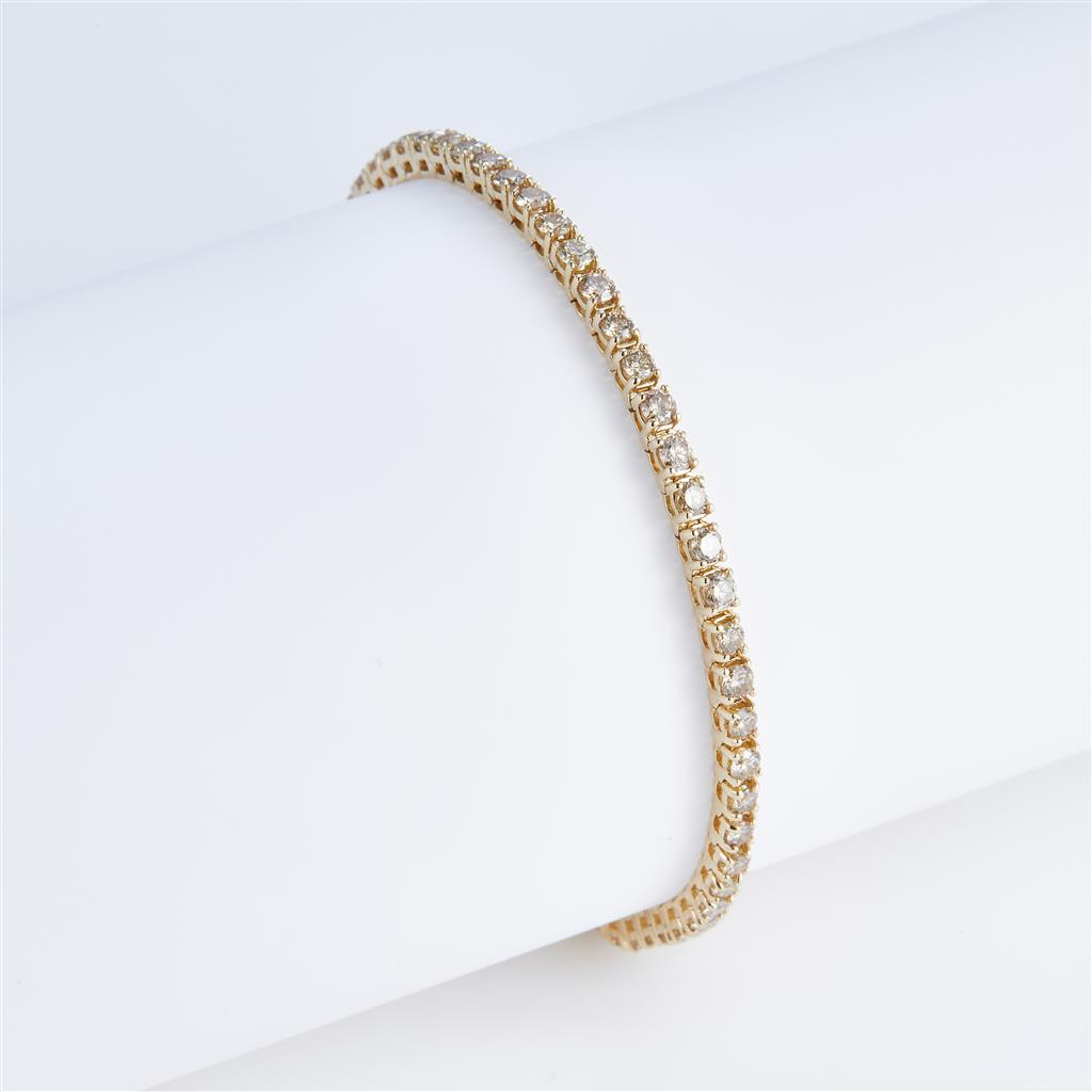 3 Ct. Diamond 10 Kt Gold (Yellow). TENNS Bracelet. (Unisex). 7.5 in Long. 2.7 mm Wide