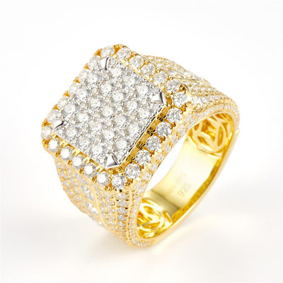 4.8 Ct. Moissanite Sterling Silver (Yellow). Ring. (Men). Size 10