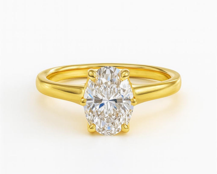 1.5 Ct. Diamond 14 Kt Gold (Yellow). Oval Solitaire Ring. (Women). Size 7