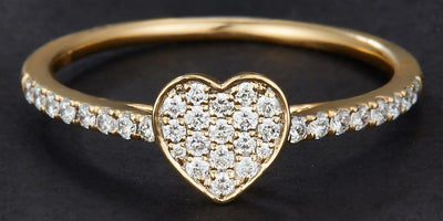 0.26 Ct. Diamond 14 Kt Gold (Yellow). Heart Style Ring. (Women). Size 7.5