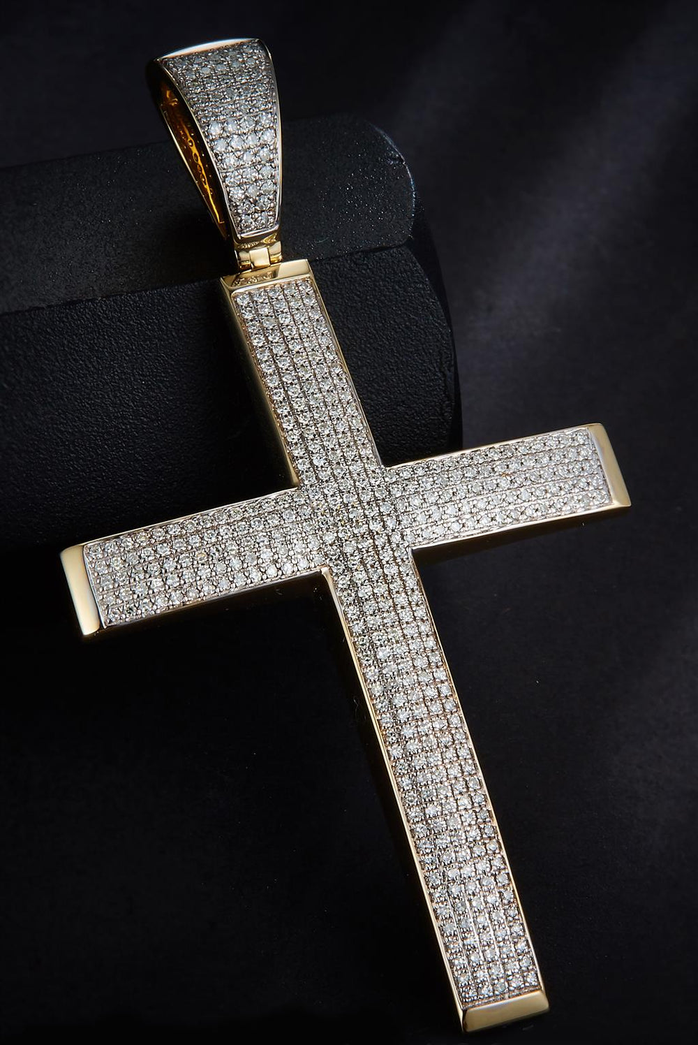 Yellow gold diamond cross pendant
