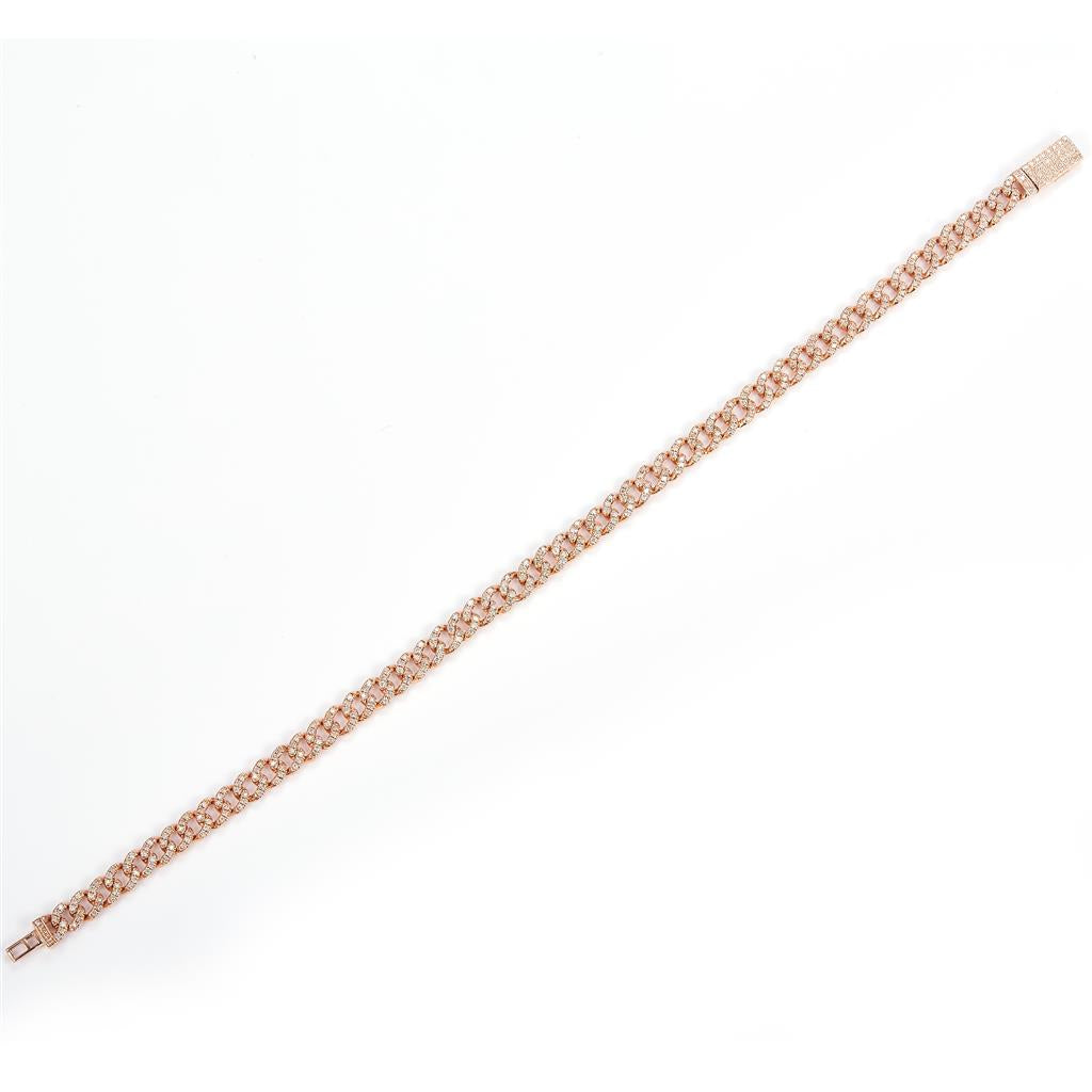 1.38 Ct. Diamond 14 Kt Gold (Rosé). Solid Cuban Link Bracelet. (Unisex). 8 in Long. 5 mm Wide