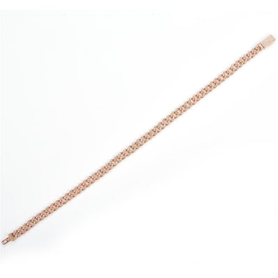 1.38 Ct. Diamond 14 Kt Gold (Rosé). Solid Cuban Link Bracelet. (Unisex). 8 in Long. 5 mm Wide