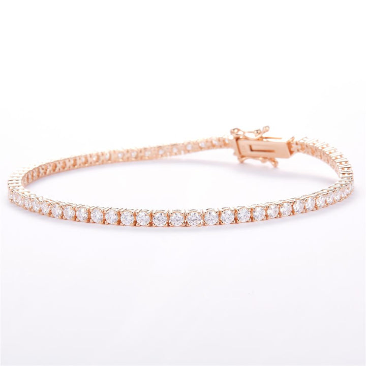 3.21 Ct. Moissanite 14 Kt Gold (Rosé). Tennis Bracelet. (Unisex). 7 in Long. 2.4 mm Wide