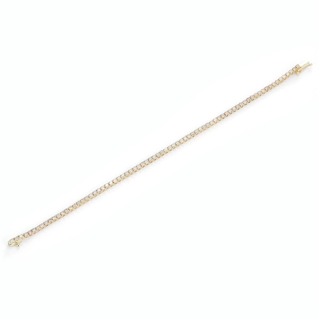 3.12 Ct. Diamond 10 Kt Gold (Yellow). TENNS Bracelet. (Unisex). 7 in Long. 2.2 mm Wide