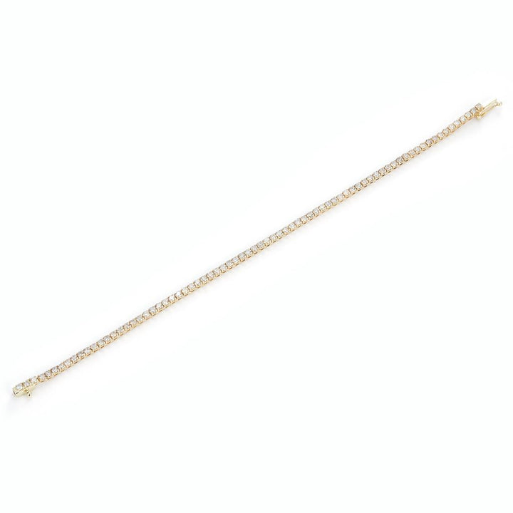 3.12 Ct. Diamond 10 Kt Gold (Yellow). TENNS Bracelet. (Unisex). 7 in Long. 2.2 mm Wide