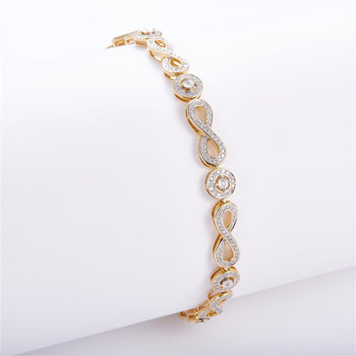 0.96 Ct. Diamond 10 Kt Gold (Yellow). Designer Bracelet. (Women). 8 in Long. 7.2 mm Wide