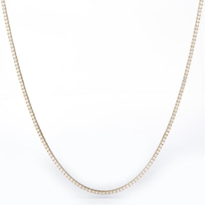 7.72 Ct. Diamond 14 Kt Gold (Yellow). Tennis Chain. (Unisex). 18 in Long. 2.5 mm Wide