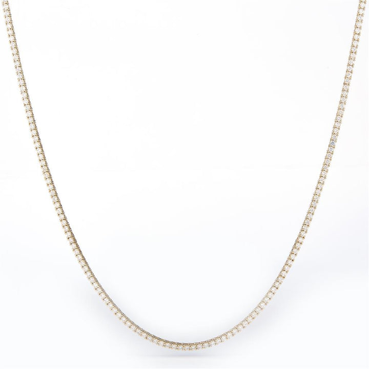4.658 Ct. Diamond 14 Kt Gold (Yellow). Tennis Chain. (Unisex). 16 in Long. 2.3 mm Wide