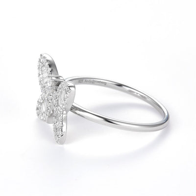0.52 Ct. Moissanite Sterling Silver (White). Butterfly with Baguettes Ring. (Women). Size 8