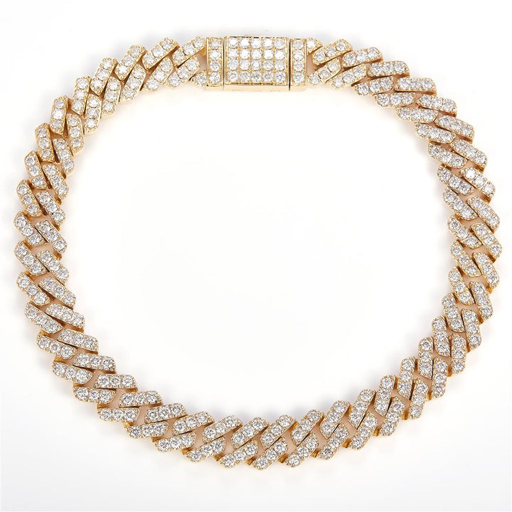 4.9 Ct. Diamond 10 Kt Gold (Yellow). Solid Square Cuban Link Bracelet. (Unisex). 8 in Long. 8 mm Wide