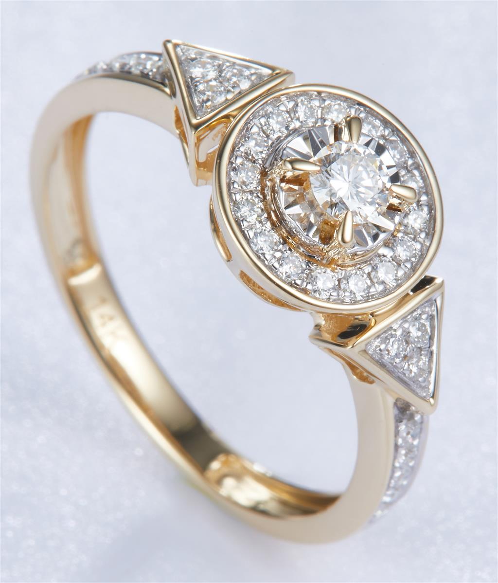 0.35 Ct. Diamond 14 Kt Gold (Yellow). Ring. (Women). Size 7.5