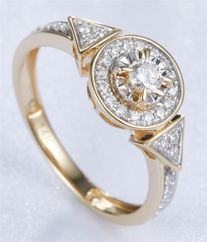 0.35 Ct. Diamond 14 Kt Gold (Yellow). Ring. (Women). Size 7.5