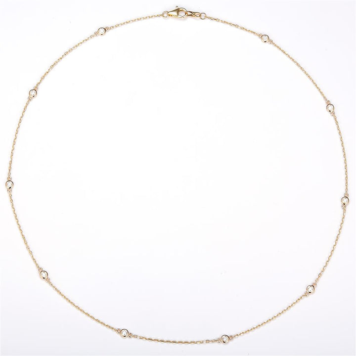 0.326 Ct. Moissanite 14 Kt Gold (Yellow). Moissanite by the Yard Station Chain. (Women). 18 in Long. 2 mm Wide