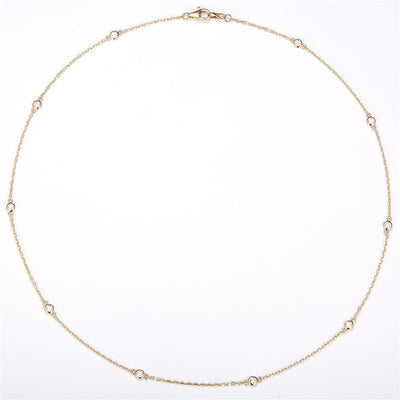 0.326 Ct. Moissanite 14 Kt Gold (Yellow). Moissanite by the Yard Station Chain. (Women). 18 in Long. 2 mm Wide