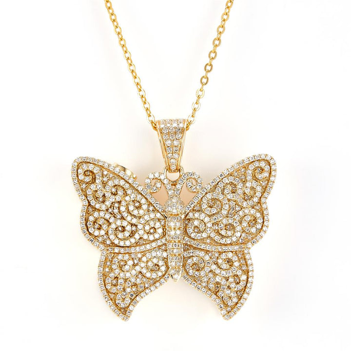 1.28 Carats. Diamond 10 Kt Gold (Yellow). CUSTOM BUTTERFLY ASH HOLDER Pendant. (Unisex).