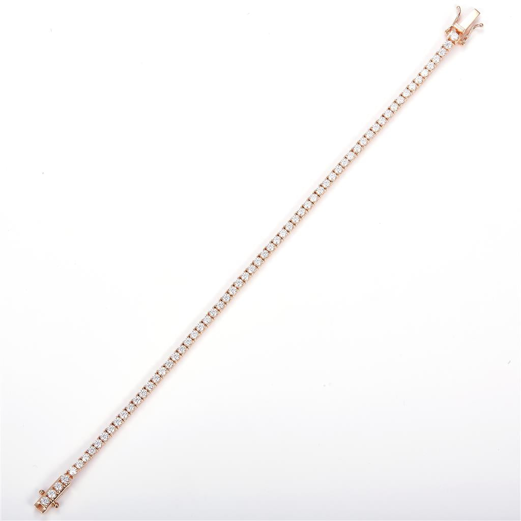 3.21 Ct. Moissanite 14 Kt Gold (Rosé). Tennis Bracelet. (Unisex). 7 in Long. 2.4 mm Wide