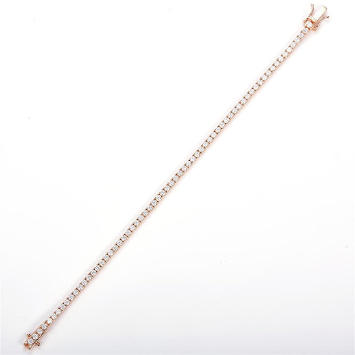 3.21 Ct. Moissanite 14 Kt Gold (Rosé). Tennis Bracelet. (Unisex). 7 in Long. 2.4 mm Wide