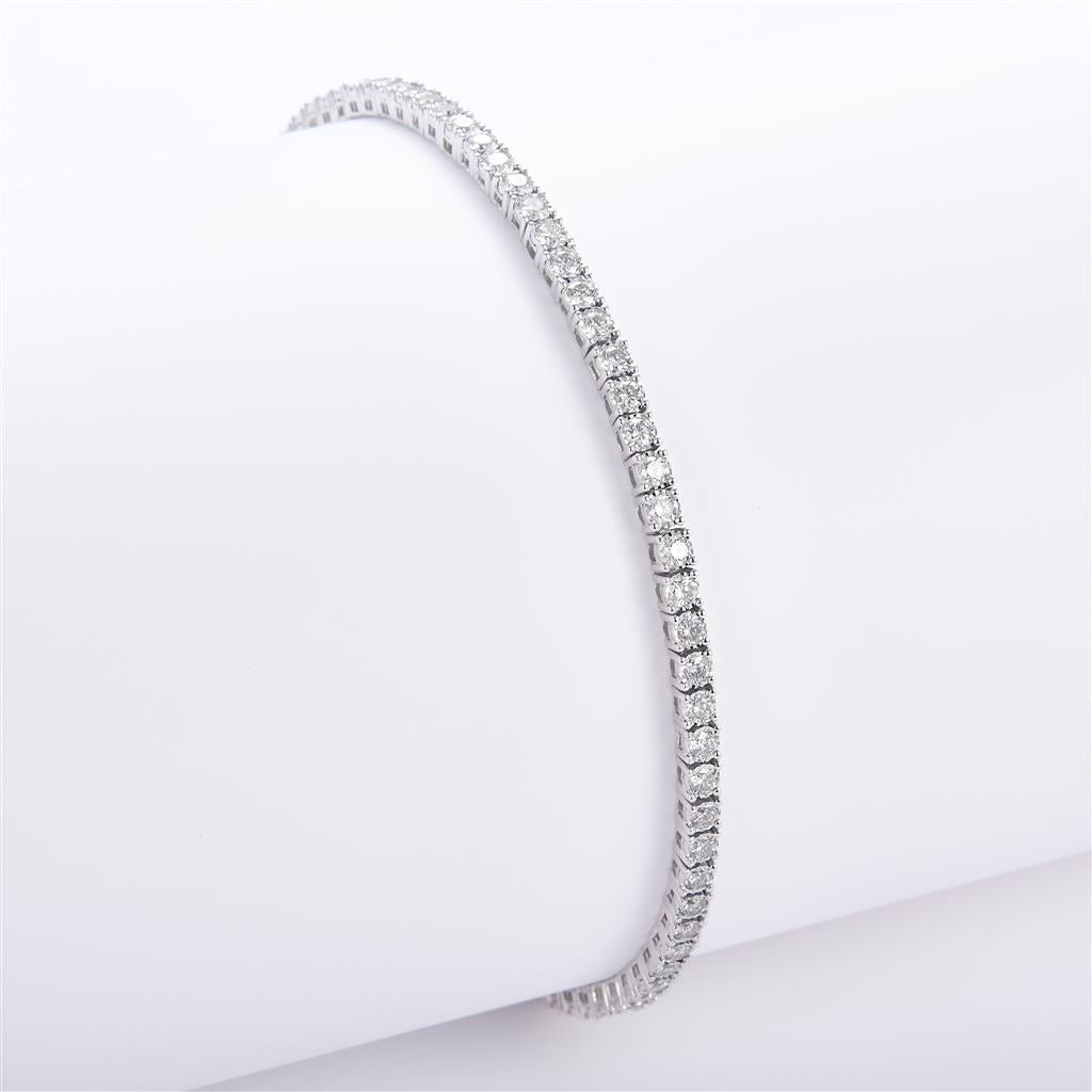 2.8 Ct. Diamond 14 Kt Gold (White). Tennis Bracelet. (Unisex). 8 in Long. 2.9 mm Wide