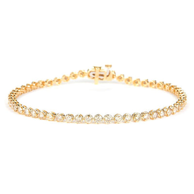 3 Ct. Diamond 10 Kt Gold (Yellow). Tennis Bracelet. (Unisex). 7 in Long. 3.2 mm Wide