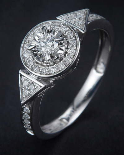 0.37 Ct. Diamond 14 Kt Gold (White). Ring. (Women). Size 7.5