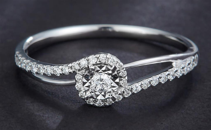 0.21 Ct. Diamond 14 Kt Gold (White). Ring. (Women). Size 7.5