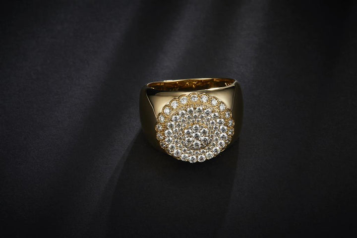 1.621 Ct. Diamond 10 Kt Gold (Yellow). Ring. (Men). Size 10
