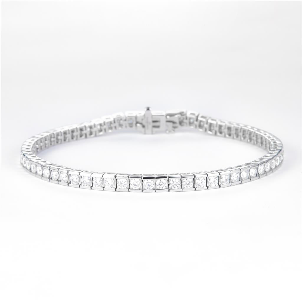 3.82 Ct. Moissanite. Sterling Silver (White). Tennis Bracelet. (Women). 7.5 in Long. 3 mm Wide