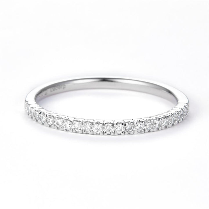 0.13 Ct. Moissanite Sterling Silver (White). Wedding Band Ring. (Women). Size 8
