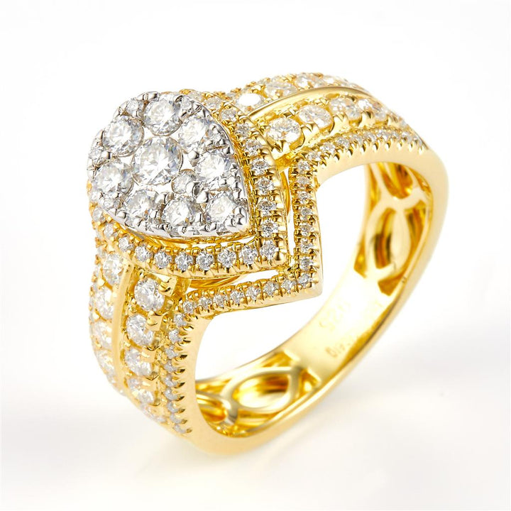 1.38 Ct. Moissanite Sterling Silver (Yellow). Pear Shaped Ring. (Women). Size 7.5
