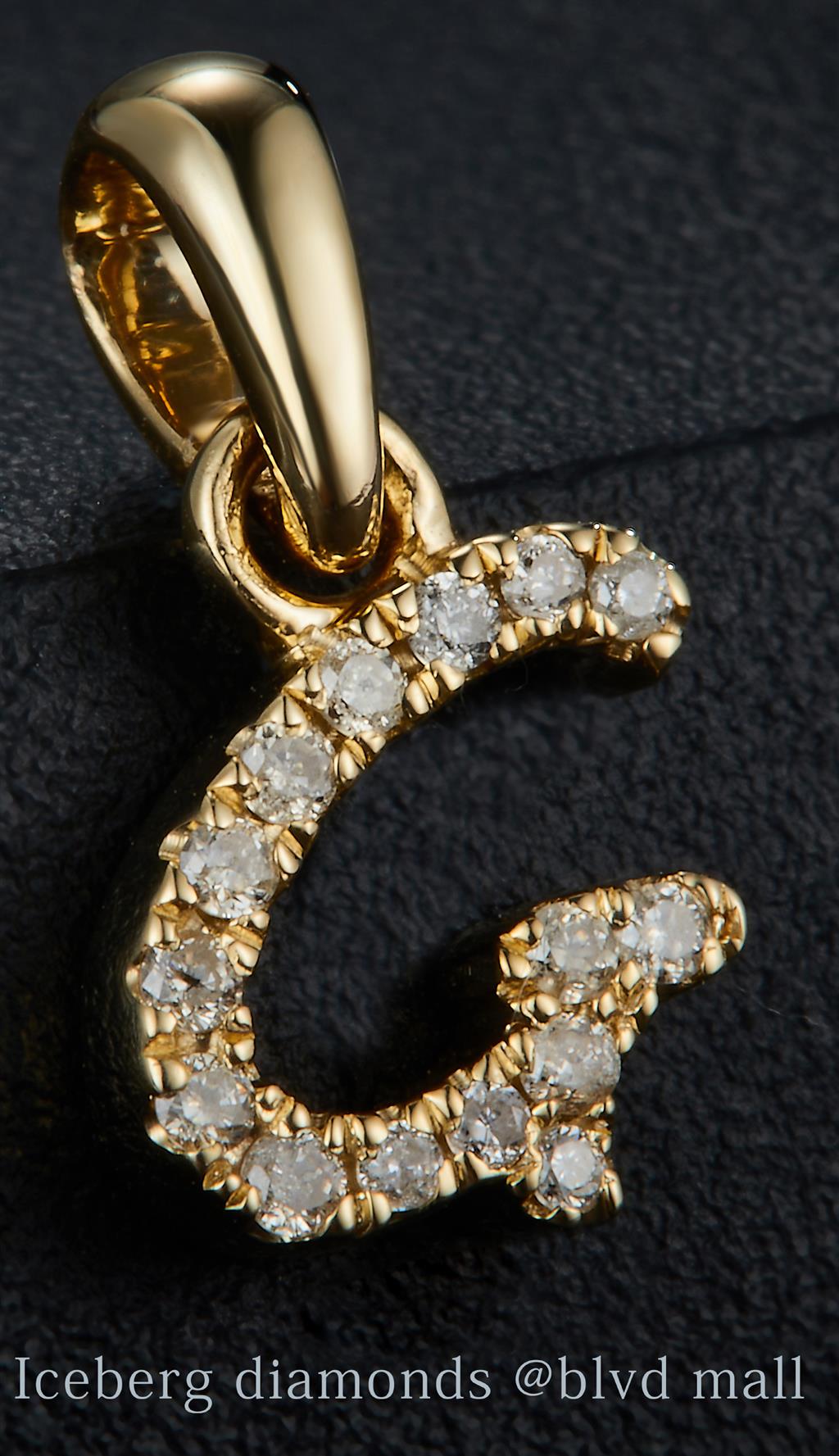 0.07 Ct. Diamond 10 Kt Gold (Yellow). Initial Letter/Alphabet "G" Pendant. (Women).
