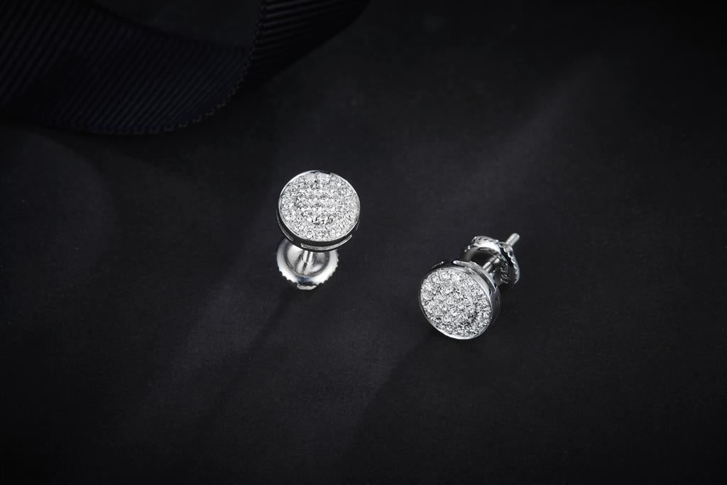 0.74 Ct. Diamond 14 Kt Gold (White). Studs Earrings. (Unisex).