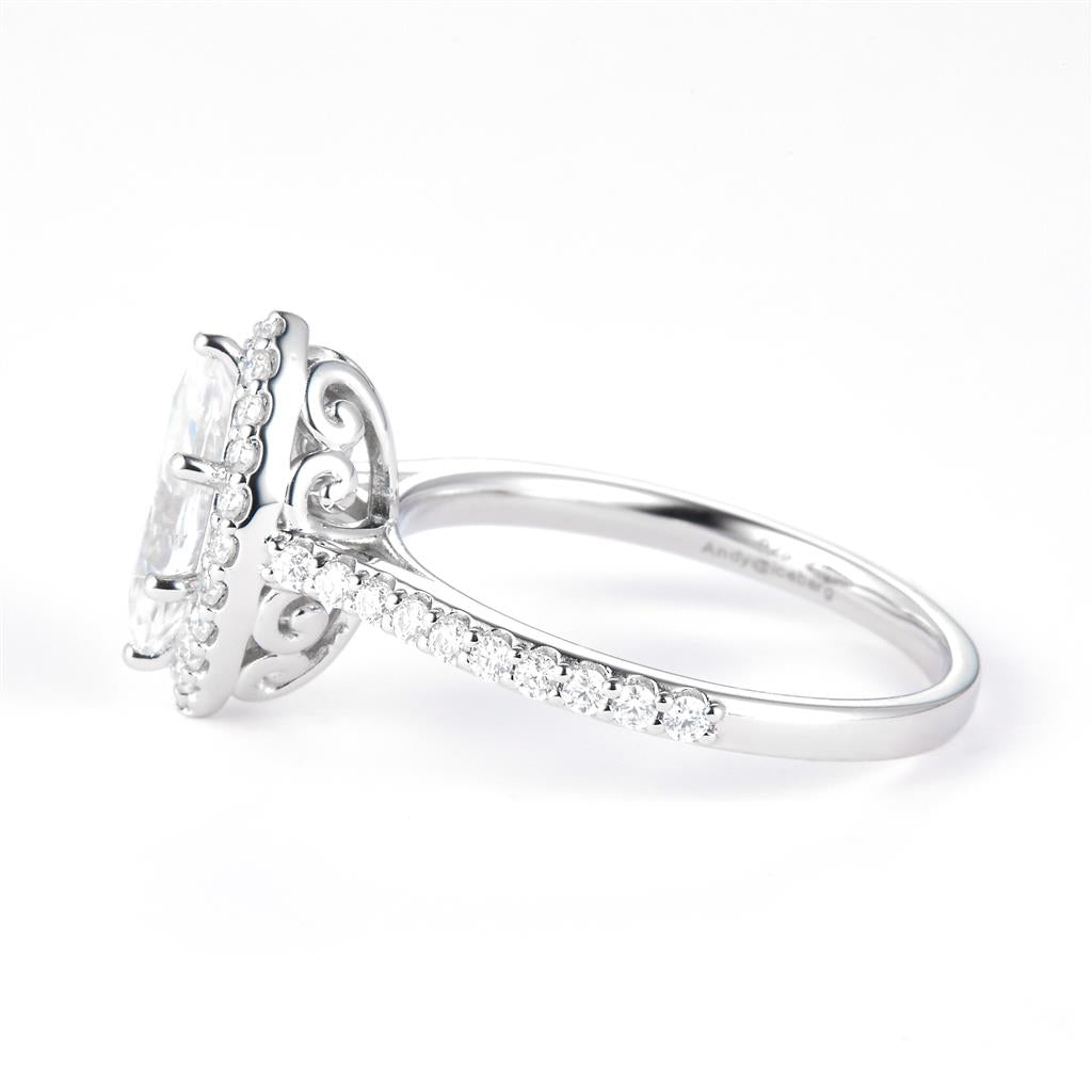 1.44 Ct. Moissanite Sterling Silver (White). Solitaire with Marquise Cut Center Stone Ring. (Women). Size 7.5