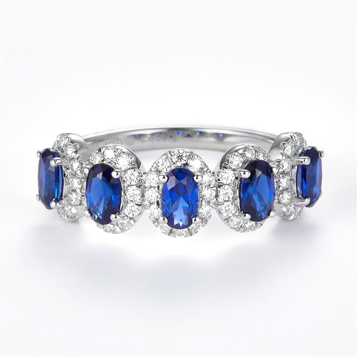 1.79 Ct. Moissanite Sterling Silver (White). Simulant Sapphire Wedding Band Style Ring. (Women). Size 7.5
