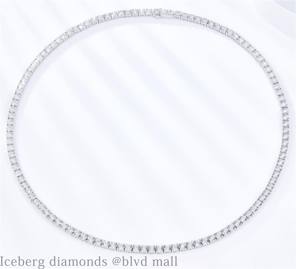White gold diamond tennis with illusion setting chain