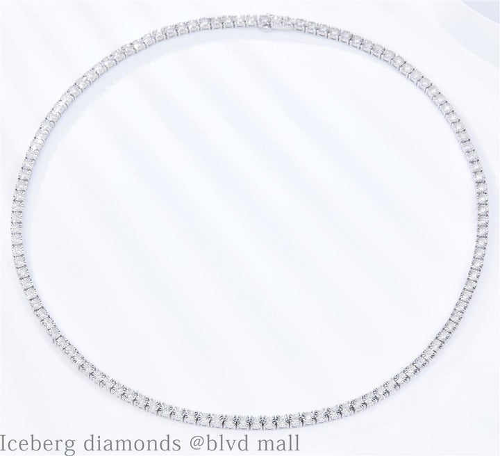 2.19 Ct. Diamond 10 Kt Gold (White). Tennis with Illusion Setting Chain. (Unisex). 18 in Long. 3.7 mm Wide