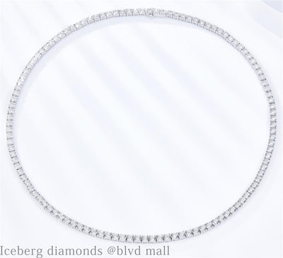 3.68 Ct. Diamond 10 Kt Gold (White). Illusion Setting Tennis Chain. (Unisex). 22 in Long. 3.7 mm Wide