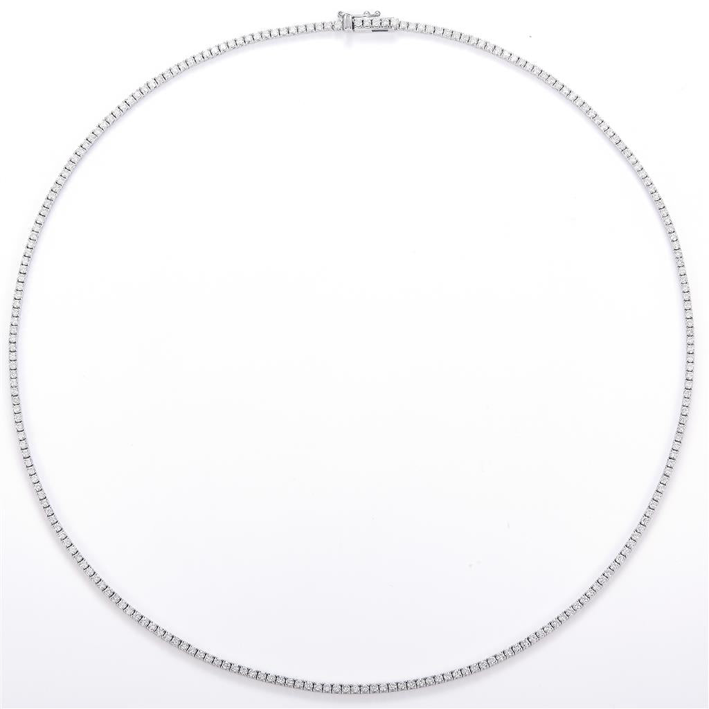 3.831 Ct. Diamond 14 Kt Gold (White). Tennis Chain. (Unisex). 17 in Long. 1.6 mm Wide