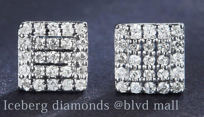 0.118 Ct. Diamond 14 Kt Gold (White). Studs Earrings. (Unisex).