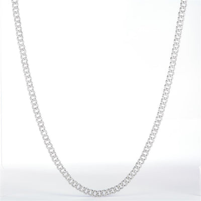 4.67 Ct. Diamond 14 Kt Gold (White). Solid Cuban Link Chain. (Unisex). 22 in Long. 5 mm Wide